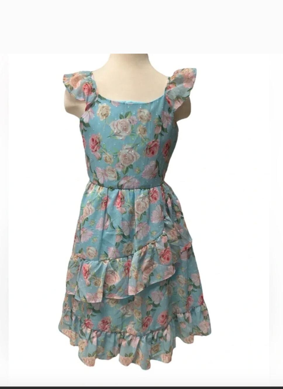 BLUSH By US ANGELS | FLUTTER SLEEVE FLORAL DRESS | GIRLS 8